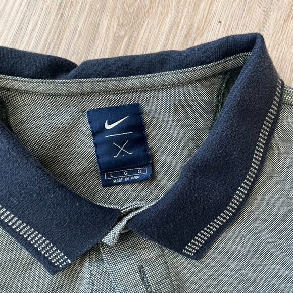 ** Nike Golf Mens Heathered Gold Black Collared Button Short Sleeve Polo Large - Picture 6 of 8